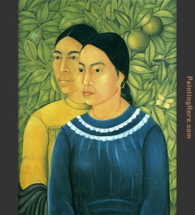 Two Women painting - Frida Kahlo Two Women art painting